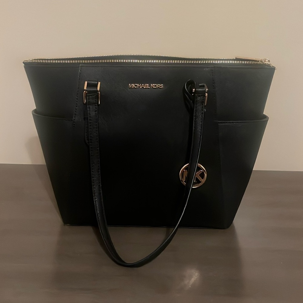 Hi! I'm selling this MK Black Small Saffiano Leather Top-Zip Tote Bag!! - Picture 1 of 4